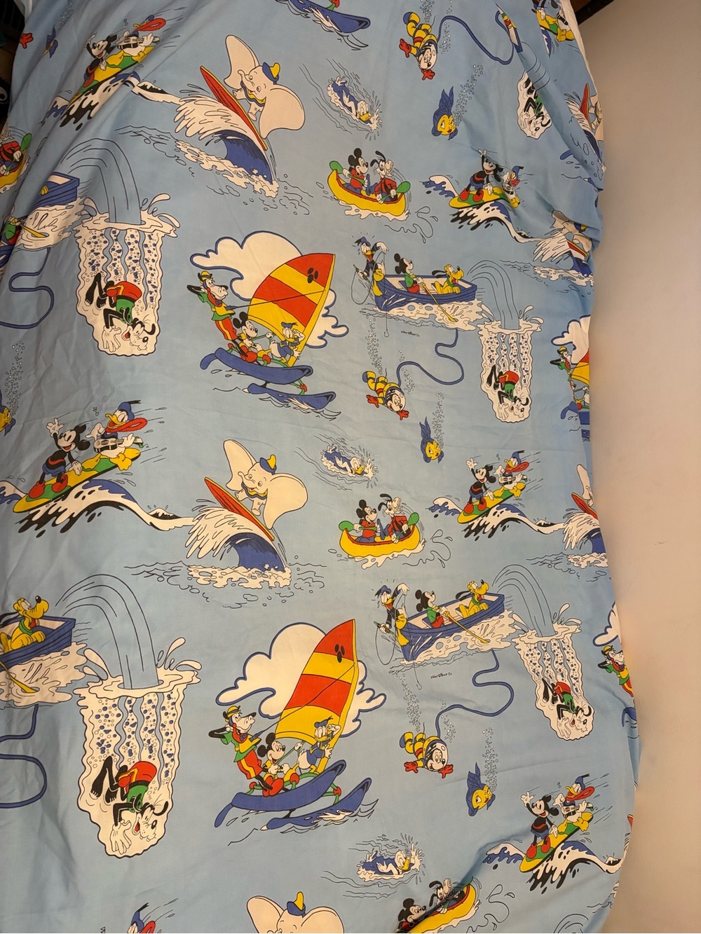 vintage 1990s Disney "Water Sports / Summer Fun" pattern - Twin Flat Sheet